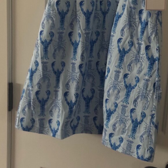 New Classic Prep Blue Hadley Dress Gingham Lobsters Print Smocked Dress Size 10 - Picture 3 of 12